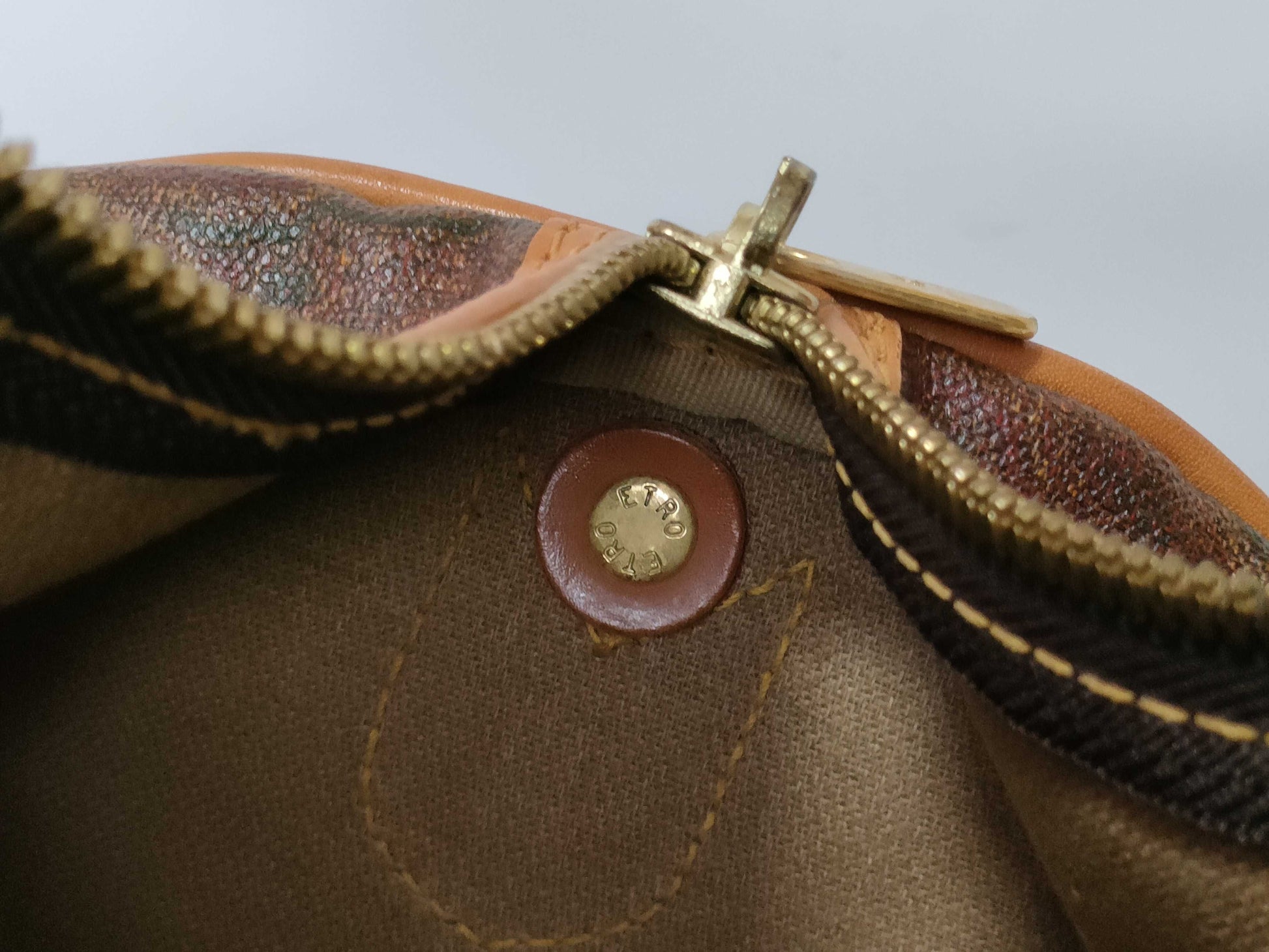 ETRO Paisley Print PVC Boston Bag Brown