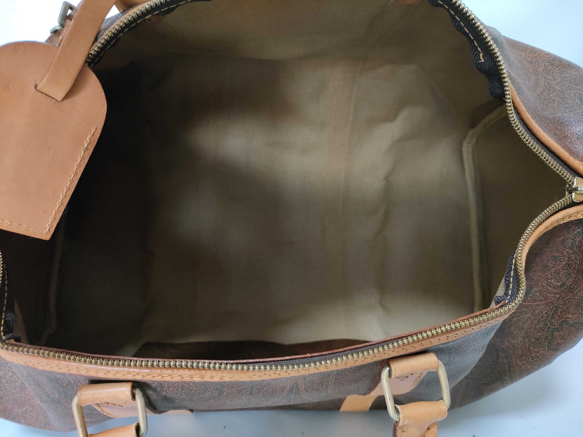 ETRO Paisley Print PVC Boston Bag Brown