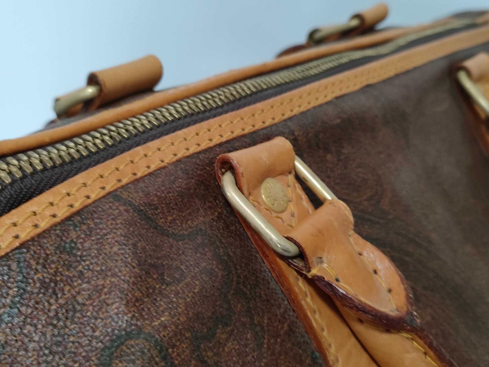 ETRO Paisley Print PVC Boston Bag Brown