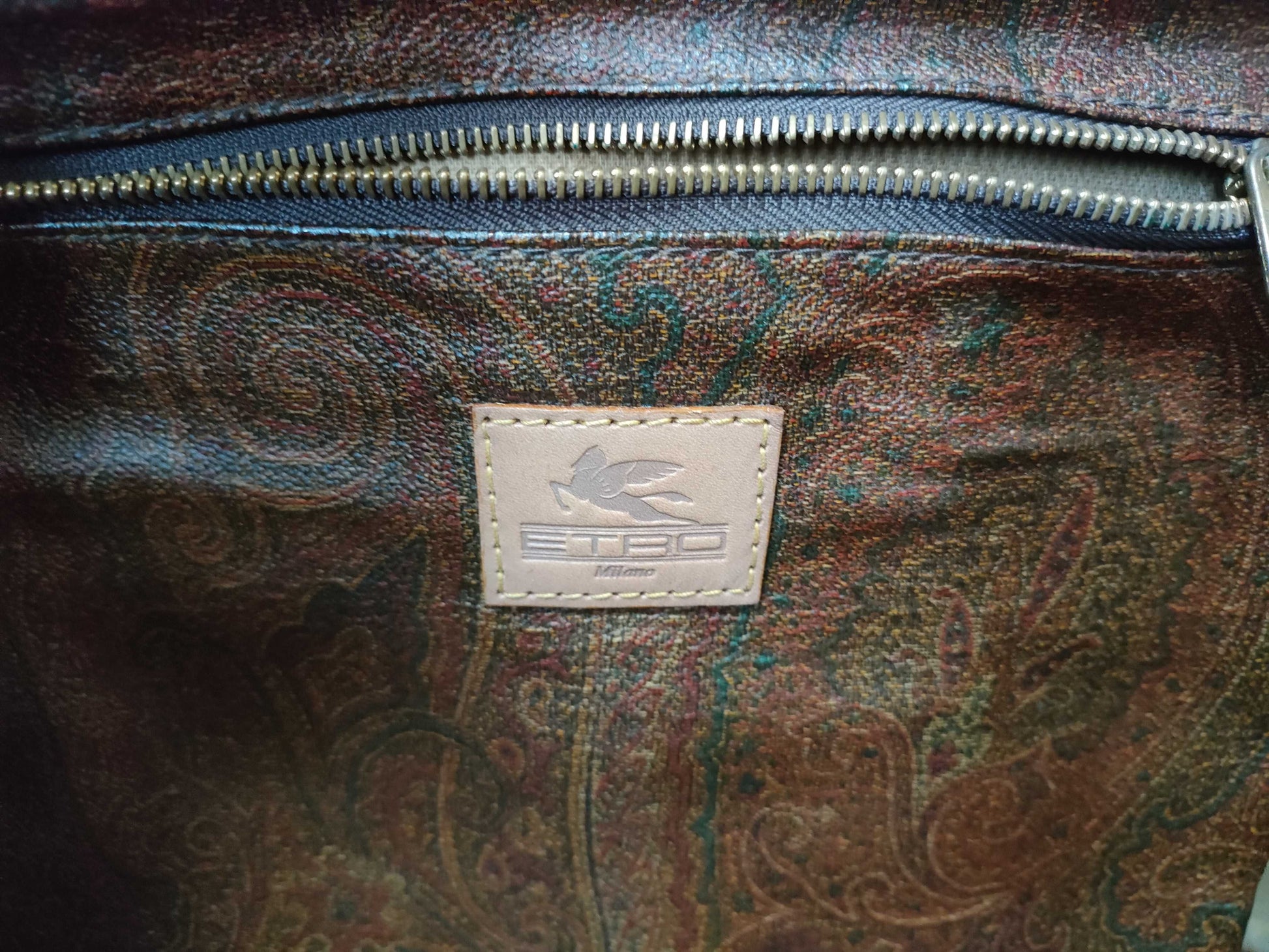 ETRO Paisley Print PVC Boston Bag Brown