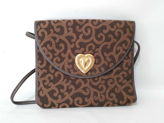 Yves Saint Laurent Canvas Shoulder Bag Brown