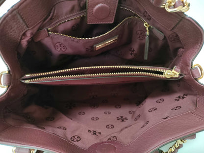 Tory Burch Leather Tote Bag, Wine Red