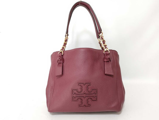 Tory Burch Leather Tote Bag, Wine Red
