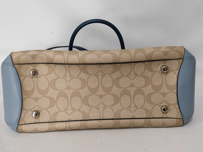 COACH Signature Leather and PVC 2-Way Shoulder Bag F57492 Beige and Blue Handbag