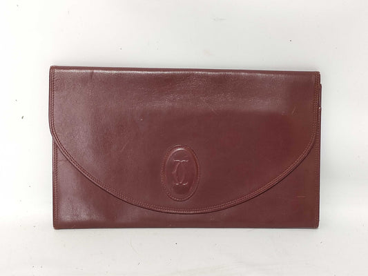 Cartier Must Cartier Leather Clutch Bag Bordeaux Clutch Bag