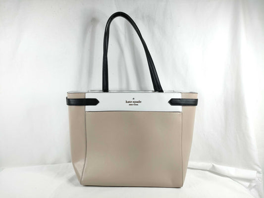Kate Spade Leather Tote Bag, Pink Beige x White