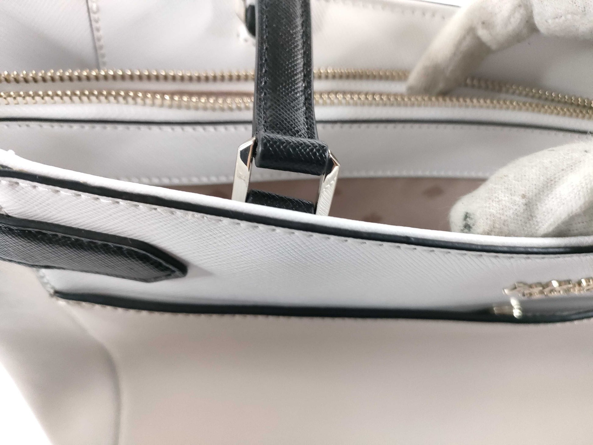Kate Spade Leather Tote Bag, Pink Beige x White