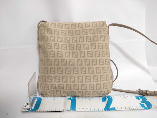 FENDI Zucchino Canvas Shoulder Bag with Zucca Pattern, 2305/8BT075/KU7/048, Beige