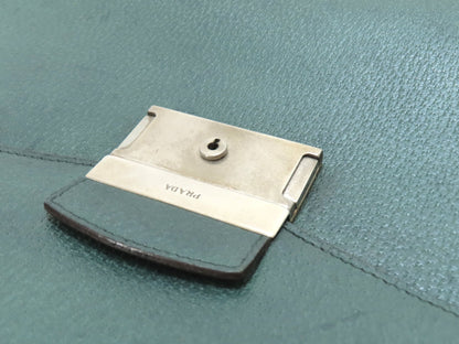 PRADA Prada Leather Business Bag Green Business Bag