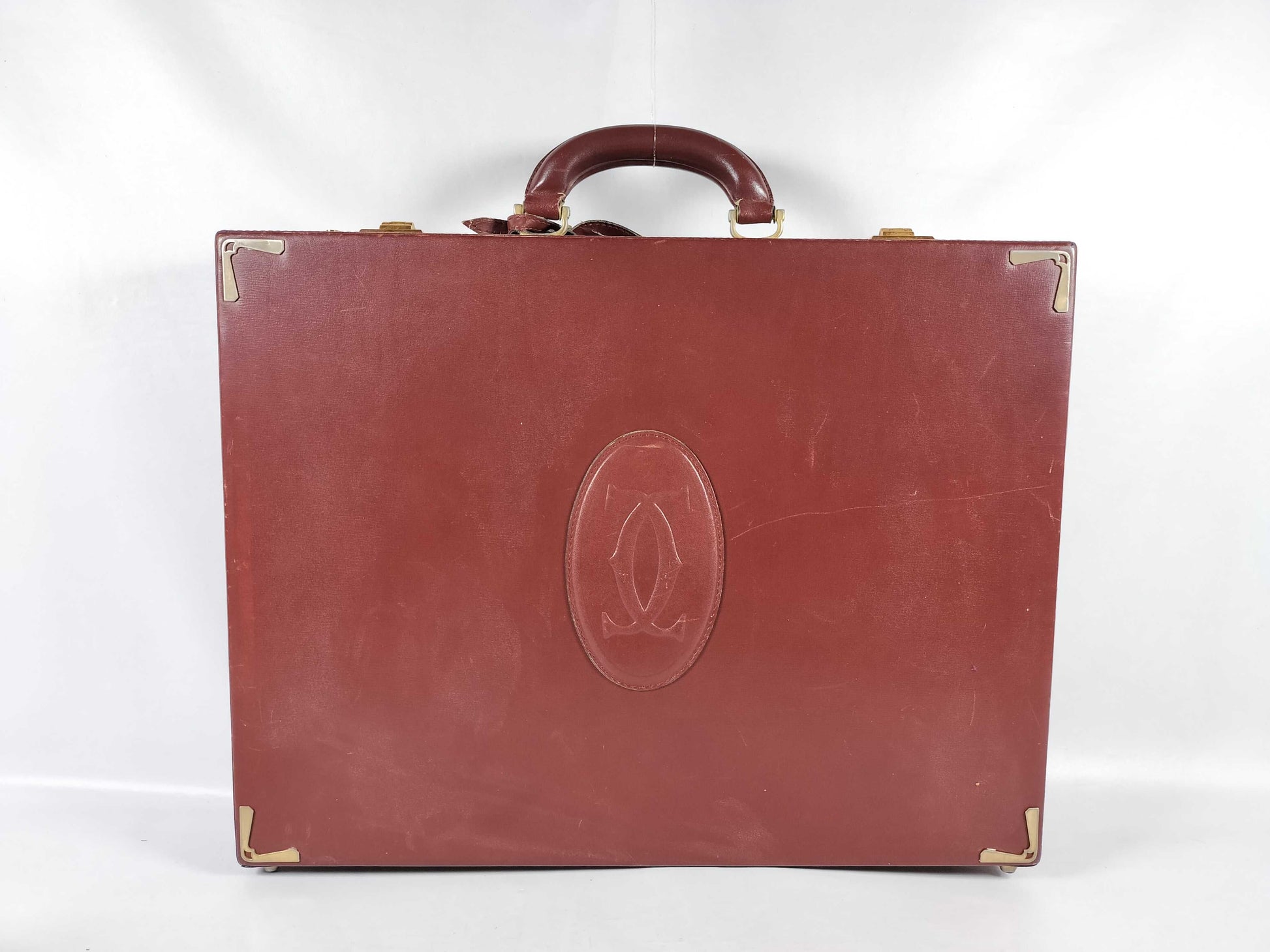 Cartier Must Line Leather Trunk Case Bordeaux Business Bag