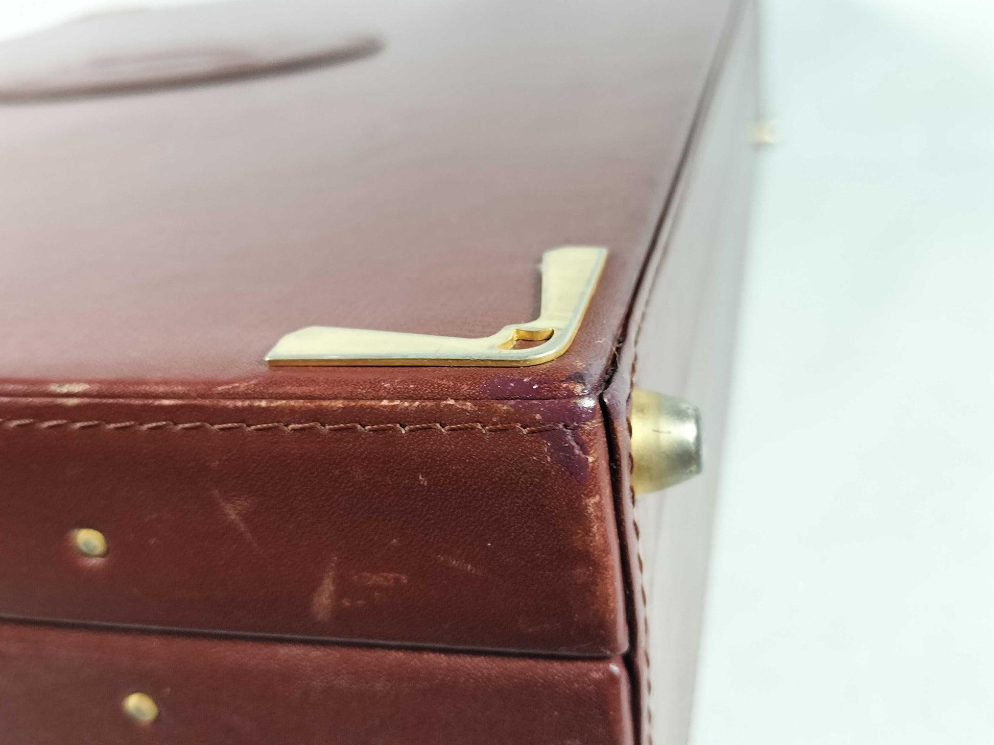 Cartier Must Line Leather Trunk Case Bordeaux Business Bag