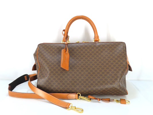 CELINE Macadam PVC and Leather 2-Way Boston Bag M94 Brown Boston Bag