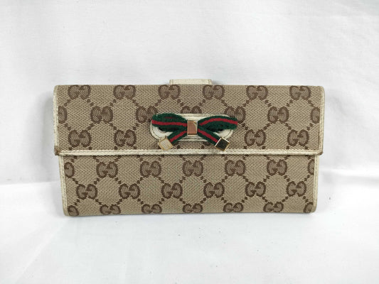 GUCCI GG Canvas Gucci Sherry Line GG Canvas Long Wallet 167464・0416 Beige Wallet