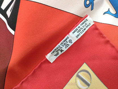 HERMES Carre 90 SEXTANTS Sextant Silk Scarf Red Other Accessories