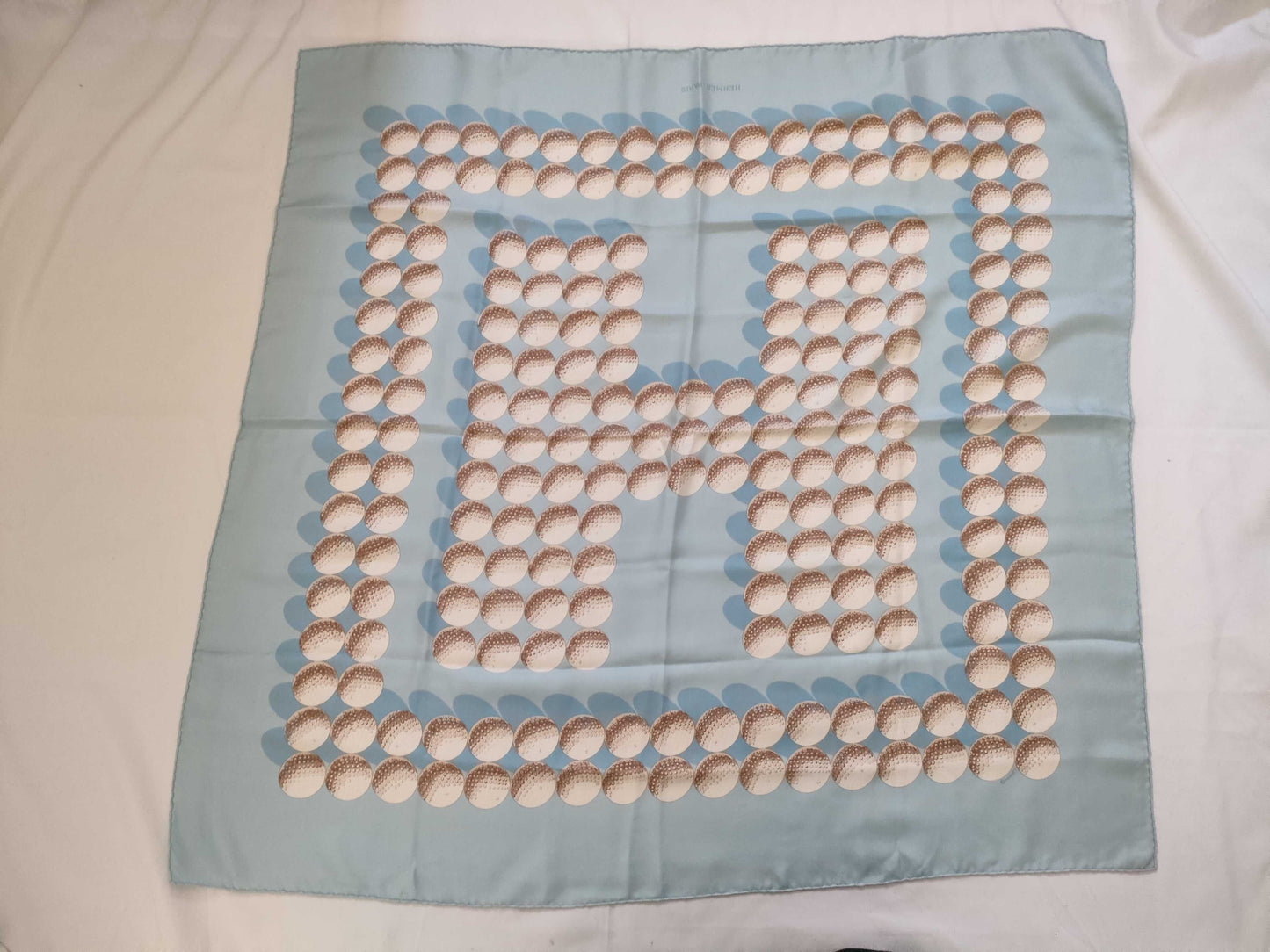 HERMES Carré 90 Golf Ball Silk Scarf Light Blue x White Other Accessories
