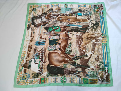 HERMES Carre 90 PLUMES DE LOUEST Silk Scarf Brown Other Accessories
