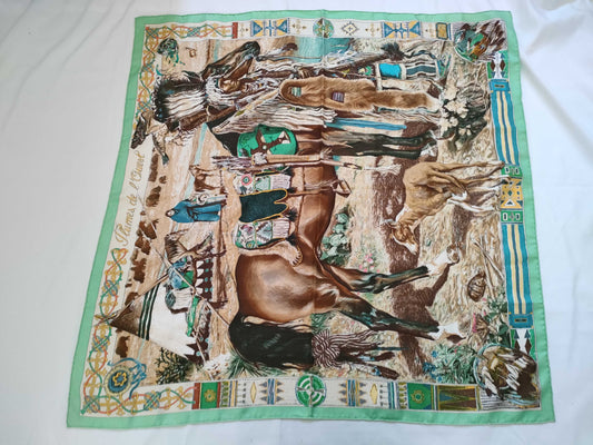 HERMES Carre 90 PLUMES DE LOUEST Silk Scarf Brown Other Accessories