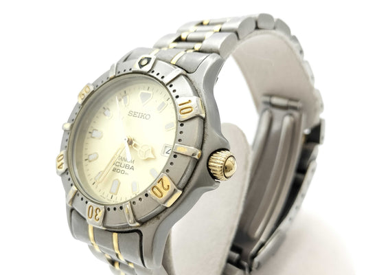 SEIKO Scuba 7N35-6100 510611 Quartz Gold Dial Boys' Watch 