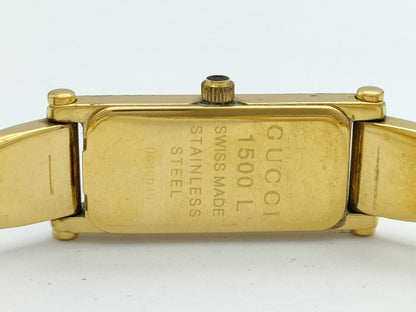 GUCCI 1500L 0636046 Quartz Gold Dial Women's Watch 