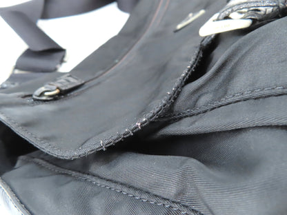 PRADA Prada Tessuto Shoulder Bag with Triangle Logo Plate, Black