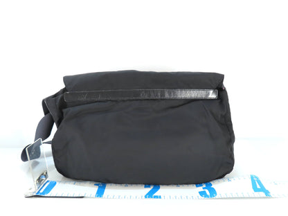 PRADA Prada Tessuto Shoulder Bag with Triangle Logo Plate, Black