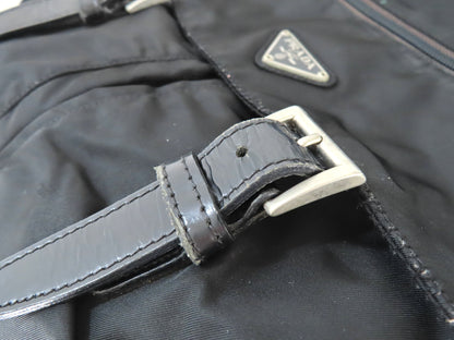 PRADA Prada Tessuto Shoulder Bag with Triangle Logo Plate, Black