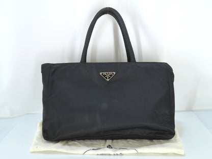 PRADA Prada Triangle Logo Tessuto Tote Bag Black Tote Bag