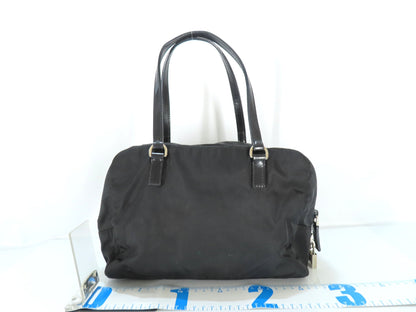 PRADA Prada Evening Heart Triangle Logo Plate Tessuto Tote Bag Black Tote Bag