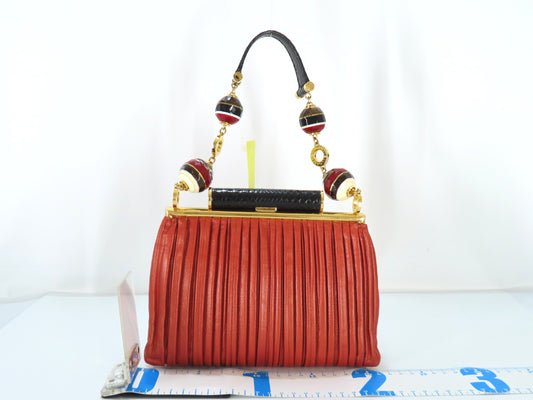 BVLGARI Bulgari Leather x Python Handbag Orange Handbag
