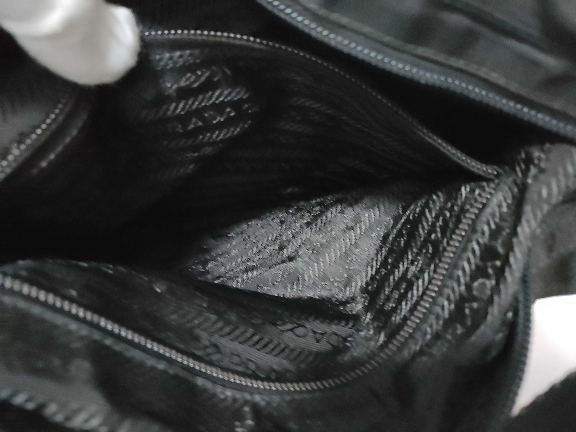 PRADA Nylon Prada Triangle Logo Plate Tessuto Body Bag Black Shoulder Bag