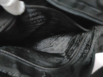 PRADA Nylon Prada Triangle Logo Plate Tessuto Body Bag Black Shoulder Bag