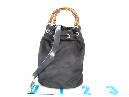 GUCCI Bamboo Gucci Bamboo Nylon Canvas 2-Way Handbag 003・2854・0060・5 Black Handbag