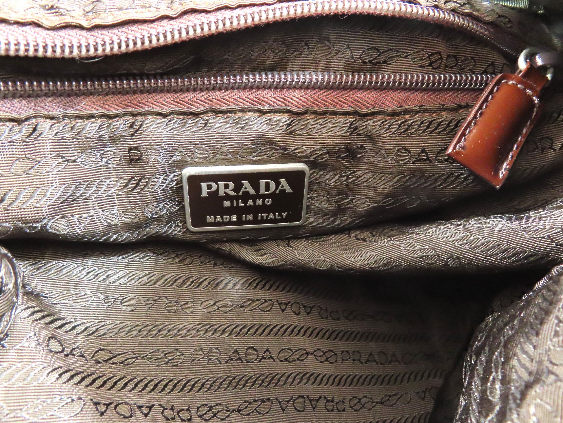 PRADA Prada Triangle Plate Tessuto Backpack Green Backpack