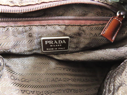 PRADA Prada Triangle Plate Tessuto Backpack Green Backpack