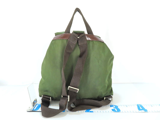 PRADA Prada Triangle Plate Tessuto Backpack Green Backpack