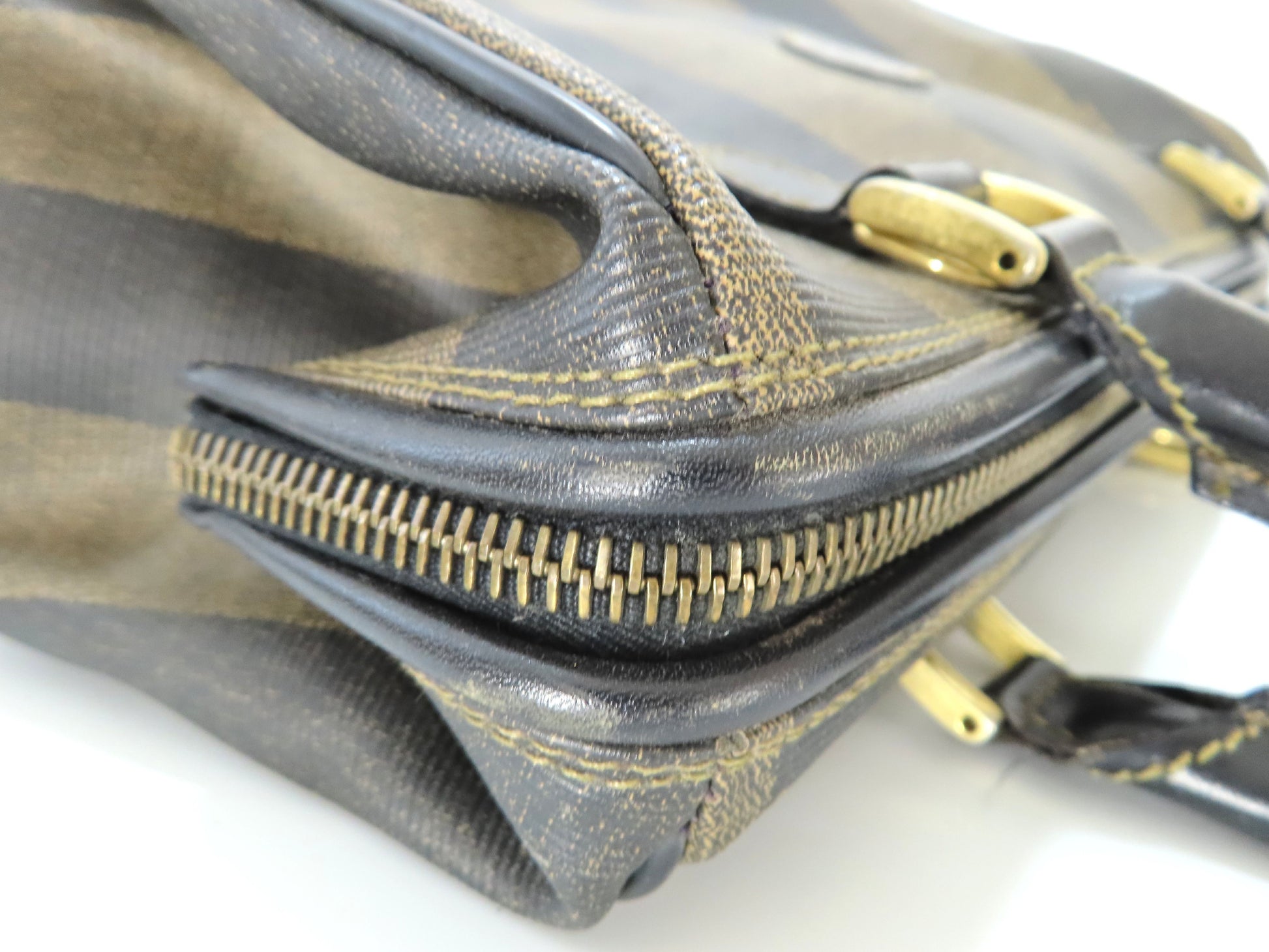 FENDI Pecan PVC 2-way Shoulder Bag 119259022058 Khaki x Black Shoulder Bag