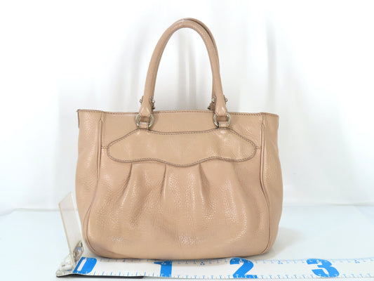 Salvatore Ferragamo Gancini Leather Handbag AB-217421 Pink Beige