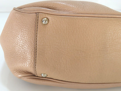 Salvatore Ferragamo Gancini Leather Handbag AB-217421 Pink Beige