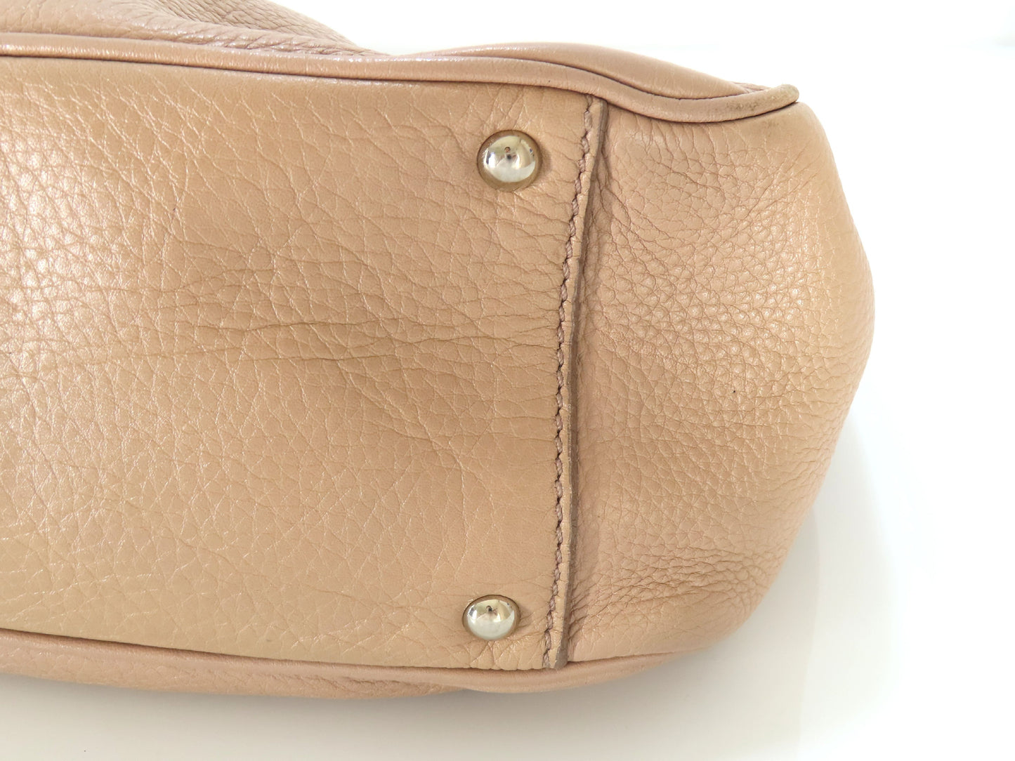 Salvatore Ferragamo Gancini Leather Handbag AB-217421 Pink Beige