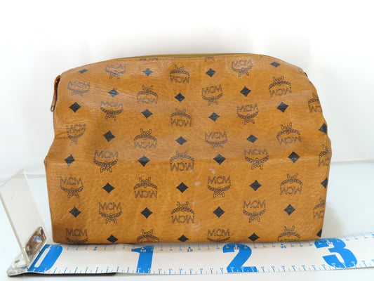 MCM Visetos Leather Second Bag, Camel