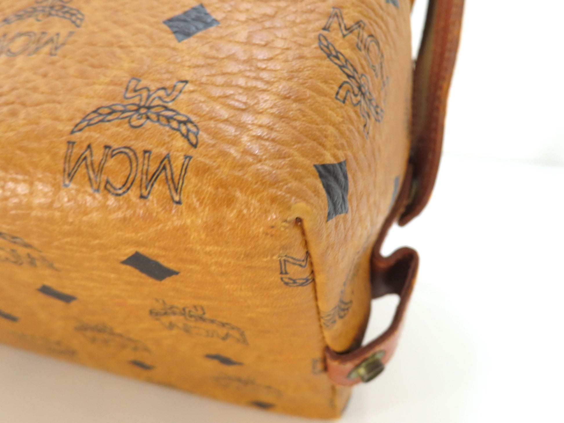 MCM Visetos Leather Second Bag, Camel