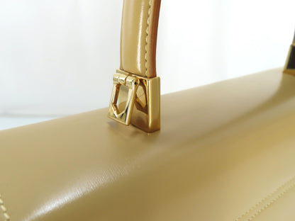 Salvatore Ferragamo Gancini Leather 2-Way Handbag AF-21 0290 Beige