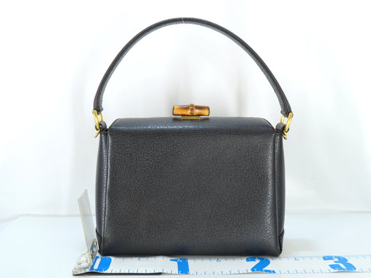 GUCCI Bamboo Leather 2-Way Handbag 000・2046・0175 Black Handbag