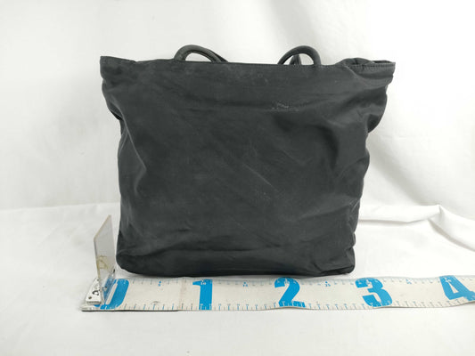 PRADA Nylon Prada Triangle Logo Plate Tessuto Tote Bag Black Tote Bag