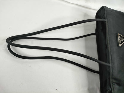 PRADA Nylon Prada Triangle Logo Plate Tessuto Tote Bag Black Tote Bag