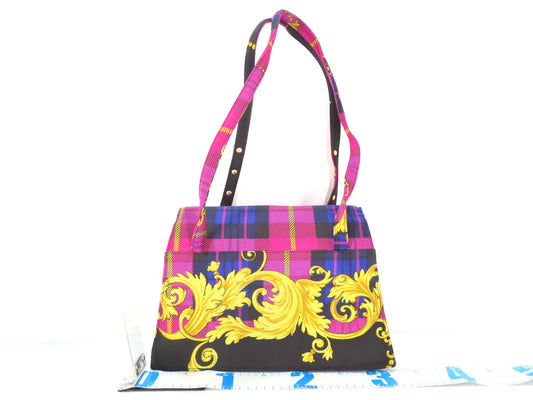 Versace Baroque Nylon Canvas Tote Bag, Purple and Multicolor
