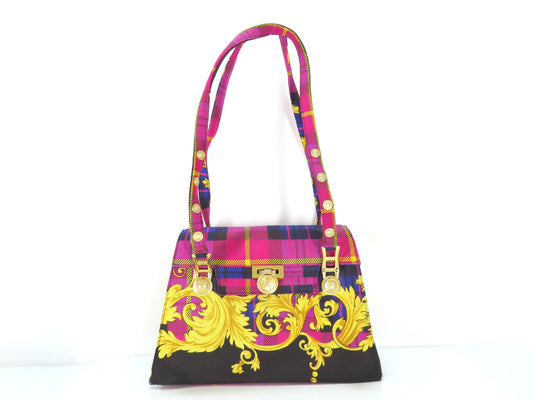 Versace Baroque Nylon Canvas Tote Bag, Purple and Multicolor