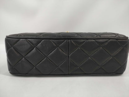 CHANEL Matelasse Lambskin Chain Shoulder Bag with Unclear Serial Number, Black
