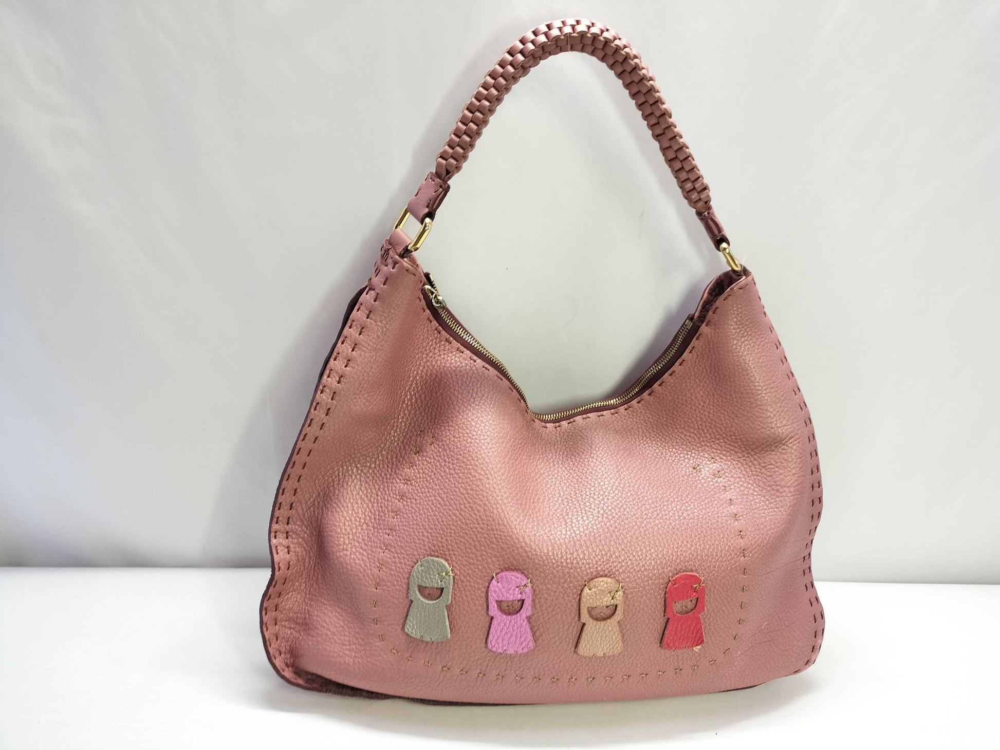 FENDI Selleria Leather One-Shoulder Bag Pink Shoulder Bag