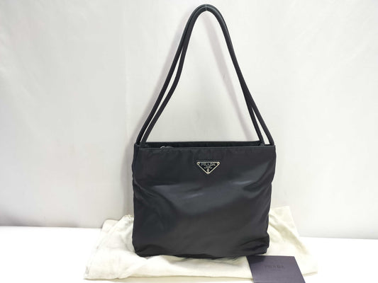 PRADA Nylon Prada Triangle Logo Plate Tessuto Tote Bag B6243 Black Tote Bag